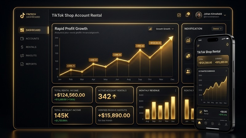TikTok Shop Account Rental Dashboard with Verified Domestic Payouts